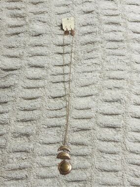 Gold-Tone Layered Crescent and Disc Necklace